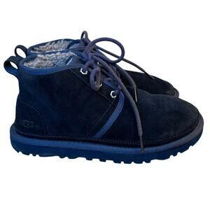 UGG Neumel Boots Shearling Lined Suede Ankle Lace Up Slipper Blue Men US 6 EU 39